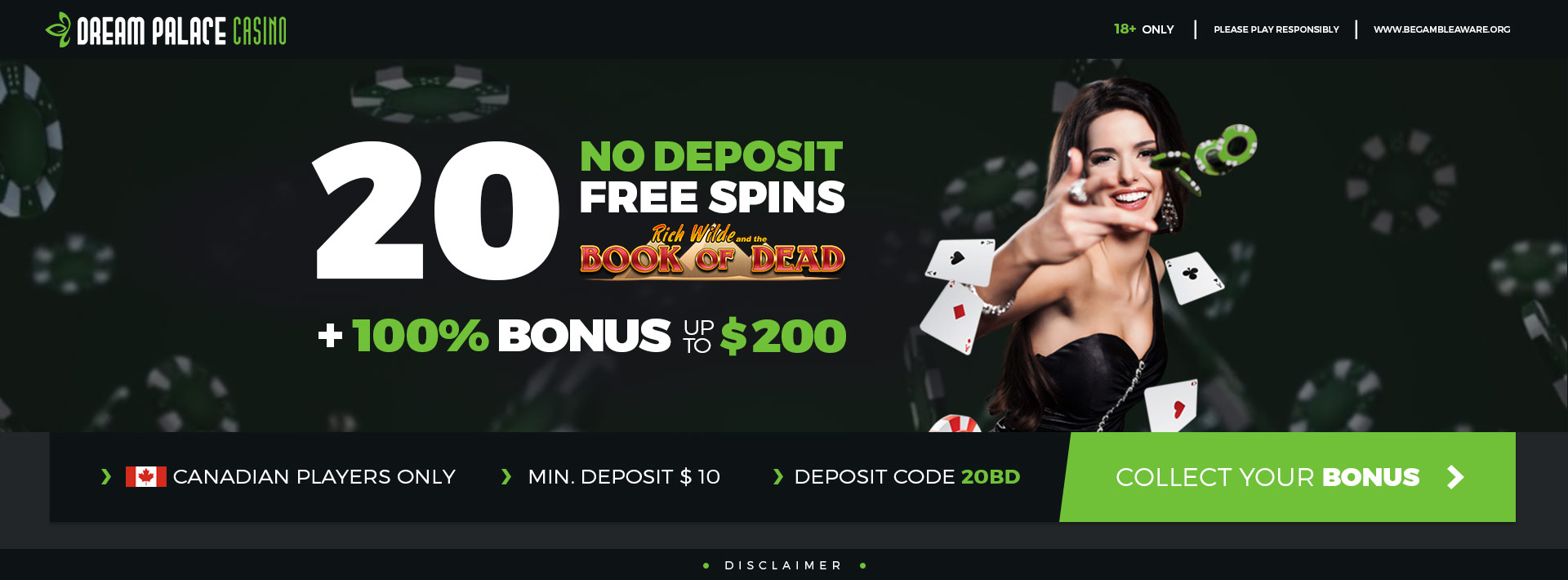 20 No Deposit Free Spins + $200 Bonus | Dream Palace Casino
