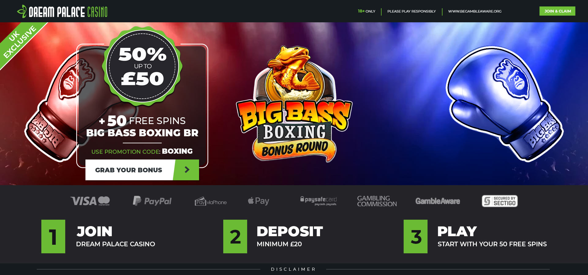 Casino | UK | 50% up to £50 + 50 Free Spins